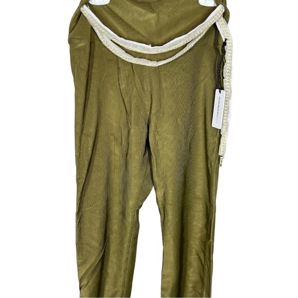 WeWoreWhat Chain High Rise Ribbed Green Leggings NWT Sz Medium Gold Chain Detail - Picture 5 of 15